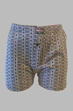 Erkek 4'lü Pamuk  Desenli Havlu Bel Boxer Şort Kutuda