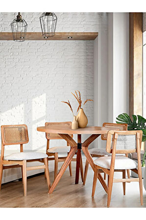 Haven Pergel Natural Ahşap Yemek Masası 90x90