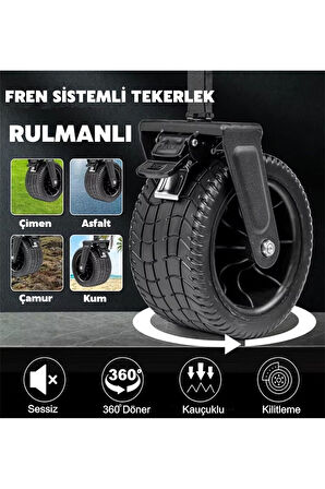 Katlanır El Arabası Wagon Araba Kamp Arabası 100 Kg Taşıma Kapasiteli Outdoor Plaj Kamp Arabası