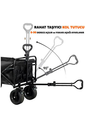 Katlanır El Arabası Wagon Araba Kamp Arabası 100 Kg Taşıma Kapasiteli Outdoor Plaj Kamp Arabası
