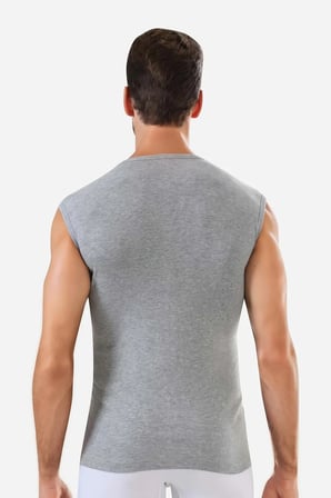 Premium Günlük Düz Esnek 6 Adet Gri Kolsuz Erkek Atlet V Yaka Sıfır Kol Tişört