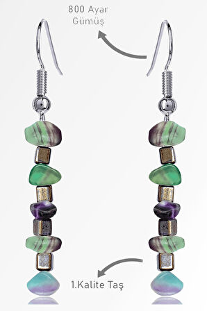 Sertifikalı Ham Kırık Taşlı Model Florit Taşı Küpe