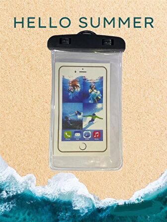 Waterproof Universal Su Gecirmez Su Alti Dokunmatik Telefon Kilifi, Boyun Askili, Deniz, Havuz Icin Kilif SİYAH