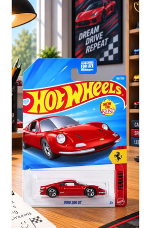 Dino 206 GT Kırmızı Uzun Kart Oyuncak Araba