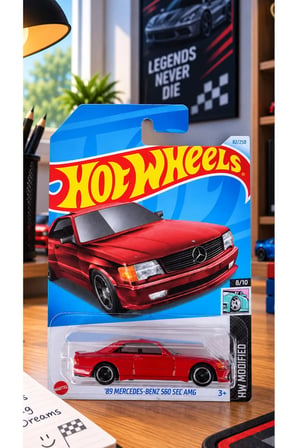 '89 Mercedes-Benz 560 SEC AMG Kırmızı Uzun Kart Oyuncak Araba