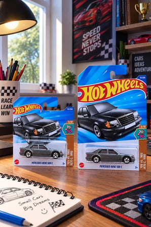 Mercedes-Benz 500 E Uzun ve Kısa Kart 2'li Set Oyuncak Araba