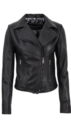Lotus Biker Tarzı Siyah Hakiki Deri Ceket