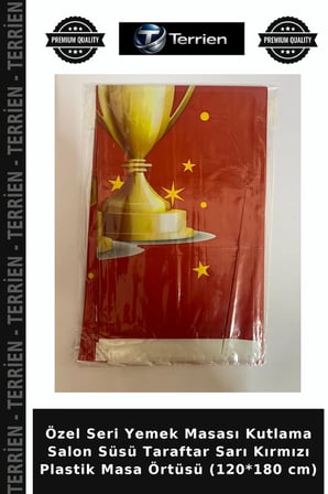 Özel Seri Yemek Masası Kutlama Salon Süsü Taraftar Sarı Kırmızı Plastik Masa Örtüsü (120*180 cm)