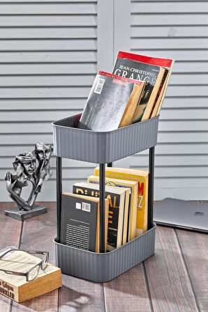 Easy 2 Katlı Çok Amaçlı Raf Kitaplık Organizer Düzenleyici (TEKERLEKSİZ)