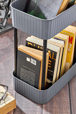 Easy 2 Katlı Çok Amaçlı Raf Kitaplık Organizer Düzenleyici (TEKERLEKSİZ)