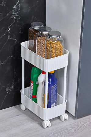 EASY 2 KATLI ÇOK AMAÇLI RAF BANYO VE MUTFAK ORGANİZER DÜZENLEYİCİ (TEKERLEKLİ)