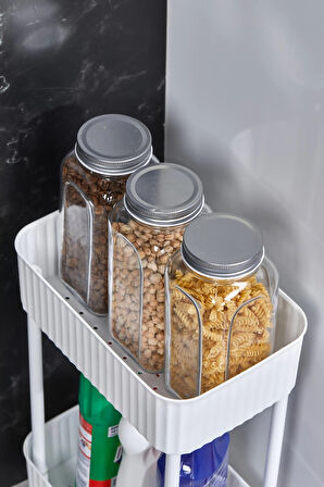 EASY 2 KATLI ÇOK AMAÇLI RAF BANYO VE MUTFAK ORGANİZER DÜZENLEYİCİ (TEKERLEKLİ)