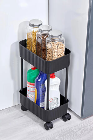 EASY 2 KATLI ÇOK AMAÇLI RAF BANYO VE MUTFAK ORGANİZER DÜZENLEYİCİ (TEKERLEKLİ)