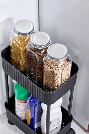 EASY 2 KATLI ÇOK AMAÇLI RAF BANYO VE MUTFAK ORGANİZER DÜZENLEYİCİ (TEKERLEKLİ)