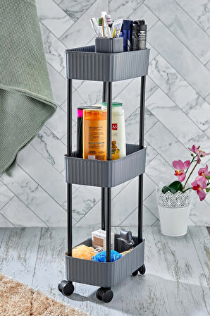 Easy 3 Katlı Çok Amaçlı Raf Banyo Ve Mutfak Organizer Düzenleyici (TEKERLEKLİ)