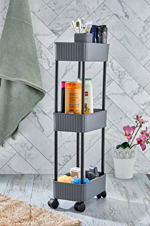 Easy 3 Katlı Çok Amaçlı Raf Banyo Ve Mutfak Organizer Düzenleyici (TEKERLEKLİ)