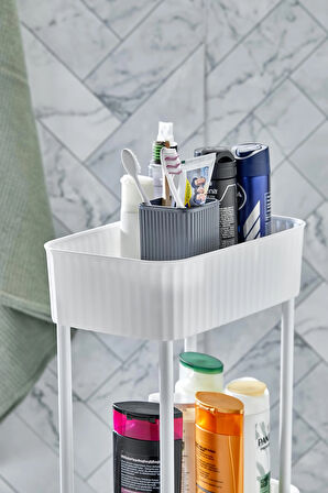 Easy 3 Katlı Çok Amaçlı Raf Banyo Ve Mutfak Organizer Düzenleyici (TEKERLEKLİ)