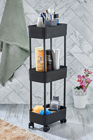Easy 3 Katlı Çok Amaçlı Raf Banyo Ve Mutfak Organizer Düzenleyici (TEKERLEKLİ)