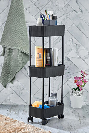 Easy 3 Katlı Çok Amaçlı Raf Banyo Ve Mutfak Organizer Düzenleyici (TEKERLEKLİ)
