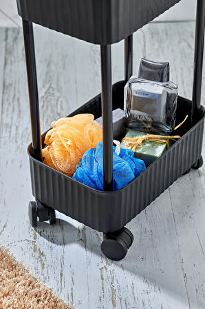 Easy 3 Katlı Çok Amaçlı Raf Banyo Ve Mutfak Organizer Düzenleyici (TEKERLEKLİ)