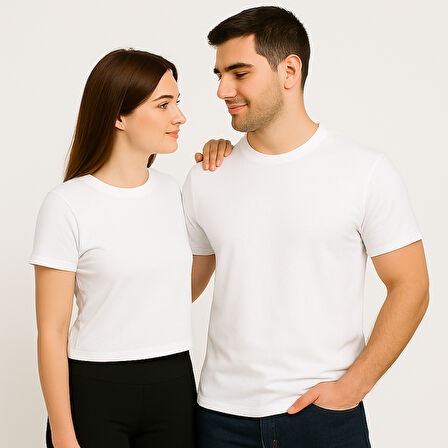 Beyaz Unisex Avrupa Kalıp Tişört | %100 Pamuk, Modern Tasarım, Rahat Kesim