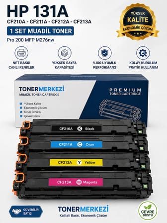 4 ADET HP CB540A/541A/542A/543A UYUMLU MUADİL TONER (2200 Sayfa) - HP Color LaserJet CM1300/1312/1