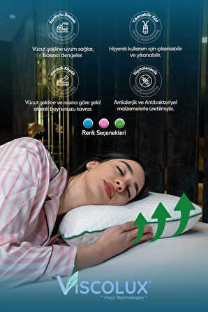 Horlama Azaltıcı Yastık - Horlama Önleyici Ortopedik Visco Yastık Yeşil 55x40x12/10