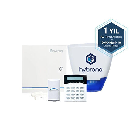 Hybrone HY-IA3008-A2DM10-1 Akıllı Network 4G Hırsız Alarm Seti 1 Yıl Hybrone A2 Temel Paket DMC 10