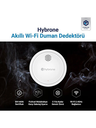Nif Bilişim Hybrone HY-SW1041-SD Hybrone Akıllı Duman Dedektörü Sesli ve Görsel Uyarı Wi-Fi