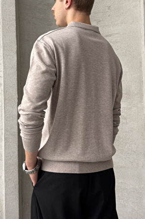 Erkek Pamuklu Polo Yaka Oversize Triko Kazak