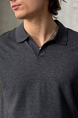 Erkek Oversize Pamuklu Polo Yaka Triko T-Shirt