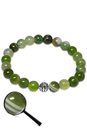 Sertifikalı Aaa Kalite Çay Yeşili Akik Taşı Bileklik (gümüş Aparatlı)