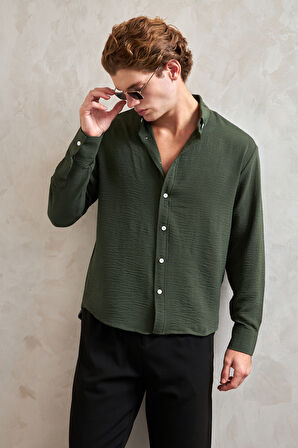 Erkek Oversize Kesim Aerobin Gömlek