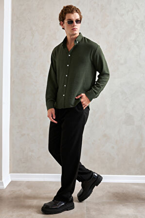 Erkek Oversize Kesim Aerobin Gömlek