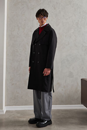 Erkek Kruvaze Yaka Oversize Trençkot