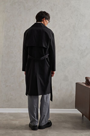 Erkek Kruvaze Yaka Oversize Trençkot