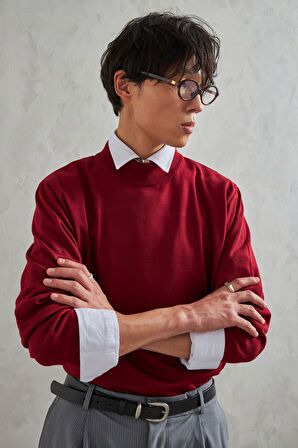 Erkek Yarım Balıkçı Oversize Basıc Triko Kazak