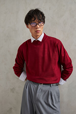 Erkek Yarım Balıkçı Oversize Basıc Triko Kazak