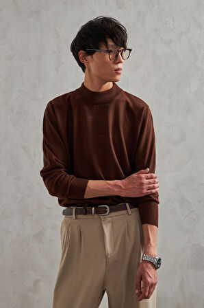 Erkek Yarım Balıkçı Oversize Basıc Triko Kazak