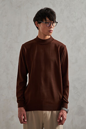 Erkek Yarım Balıkçı Oversize Basıc Triko Kazak