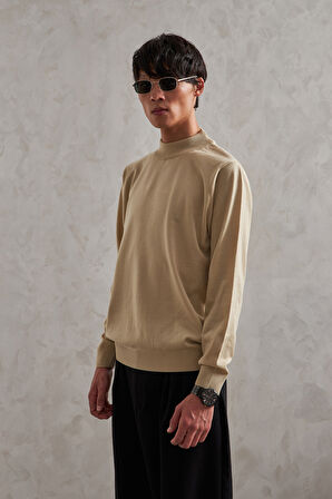 Erkek Yarım Balıkçı Oversize Basıc Triko Kazak