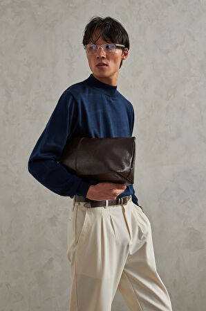 Erkek Yarım Balıkçı Oversize Basıc Triko Kazak