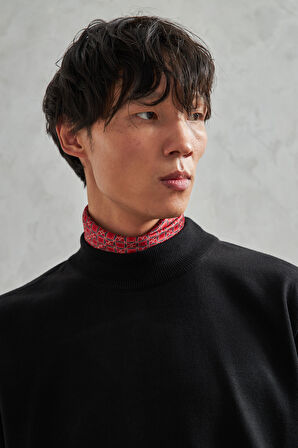 Erkek Yarım Balıkçı Oversize Basıc Triko Kazak