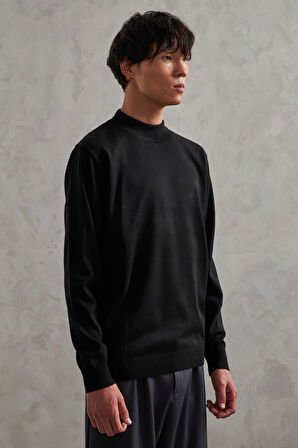 Erkek Yarım Balıkçı Oversize Basıc Triko Kazak