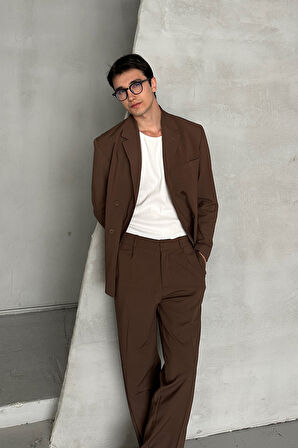 Erkek Oversize Rahat Kalıp Kruvaze Takım Elbise