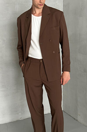 Erkek Oversize Rahat Kalıp Kruvaze Takım Elbise