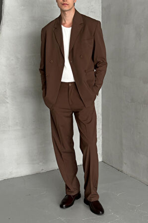 Erkek Oversize Rahat Kalıp Kruvaze Takım Elbise