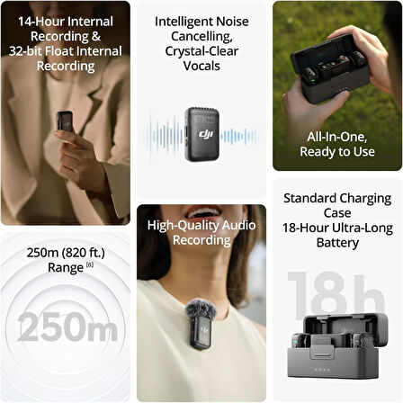 Dinamik Mic 2 (2 TX + 1 RX + Charging Case)-Gürültü Engelleme, Dokunmaktik ekran, Mikrofon