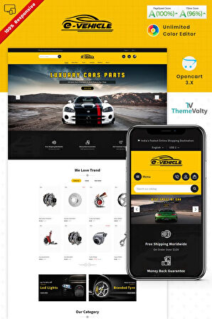 E Vehicle - Auto Part Tools Shop OpenCard Teması