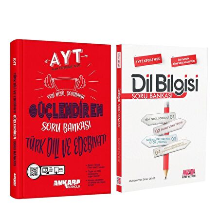 Ankara Yayıncılık AYT Türk Dili ve Edebiyatı ile AKM Dil Bilgisi Soru Bankası Seti 2 Kitap